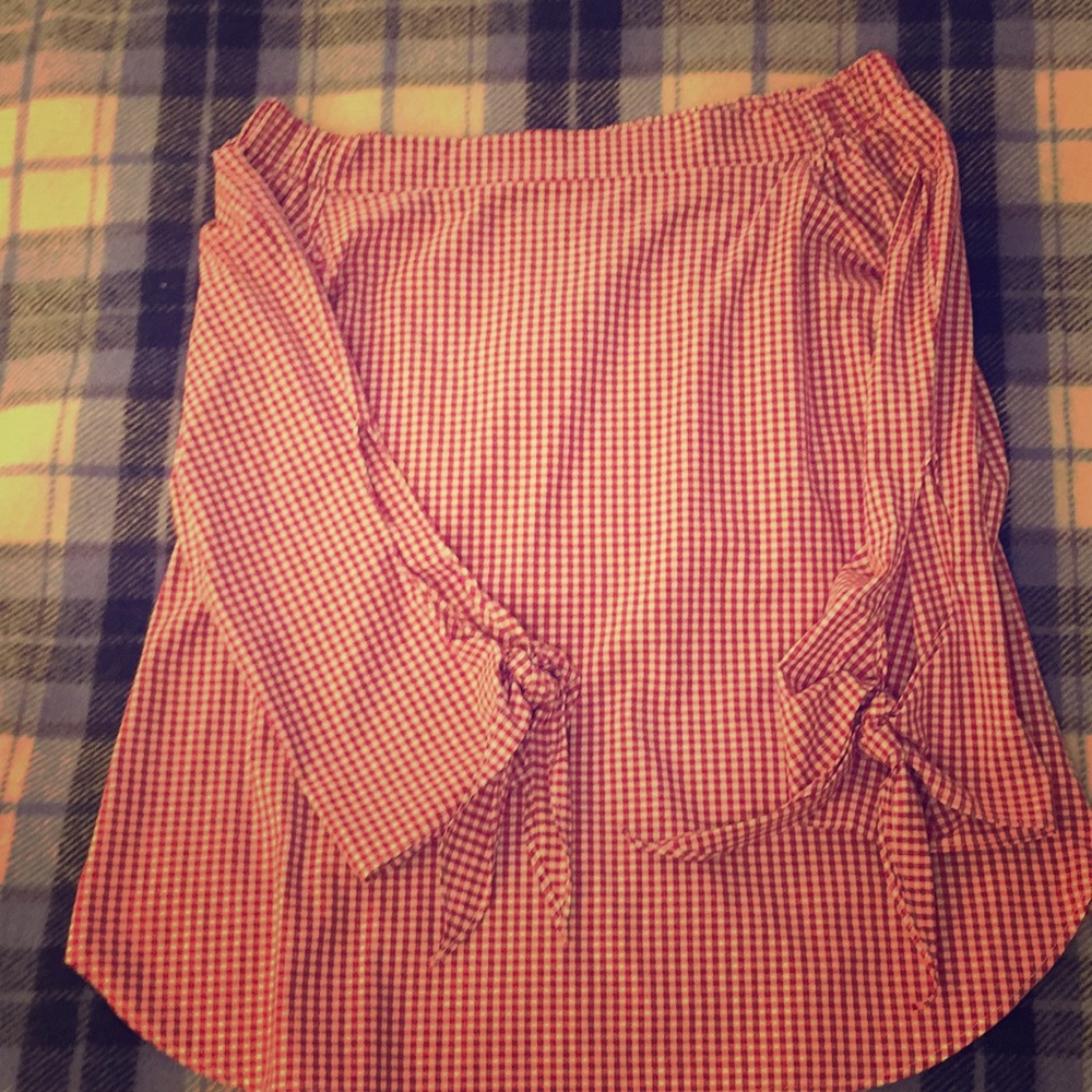 Adrienne Off the Shoulder Gingham Top